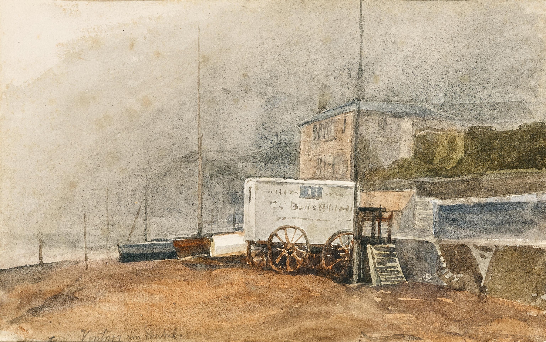 Foggy landscape of Ventnor on the Isle of Wight, oil on canvas by Marie Egner