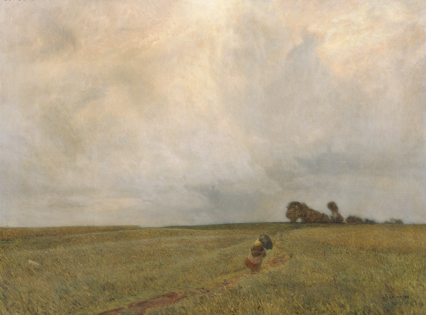 Expressionism landscape by Thomas Leitner, depicting a storm with vibrant colors and dynamic movement.