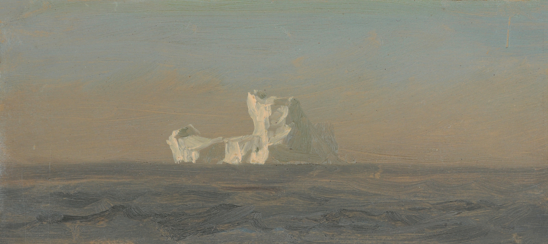 Off Iceberg, Newfoundland by Frederic Edwin Church, oil painting depicting a large iceberg and ocean.