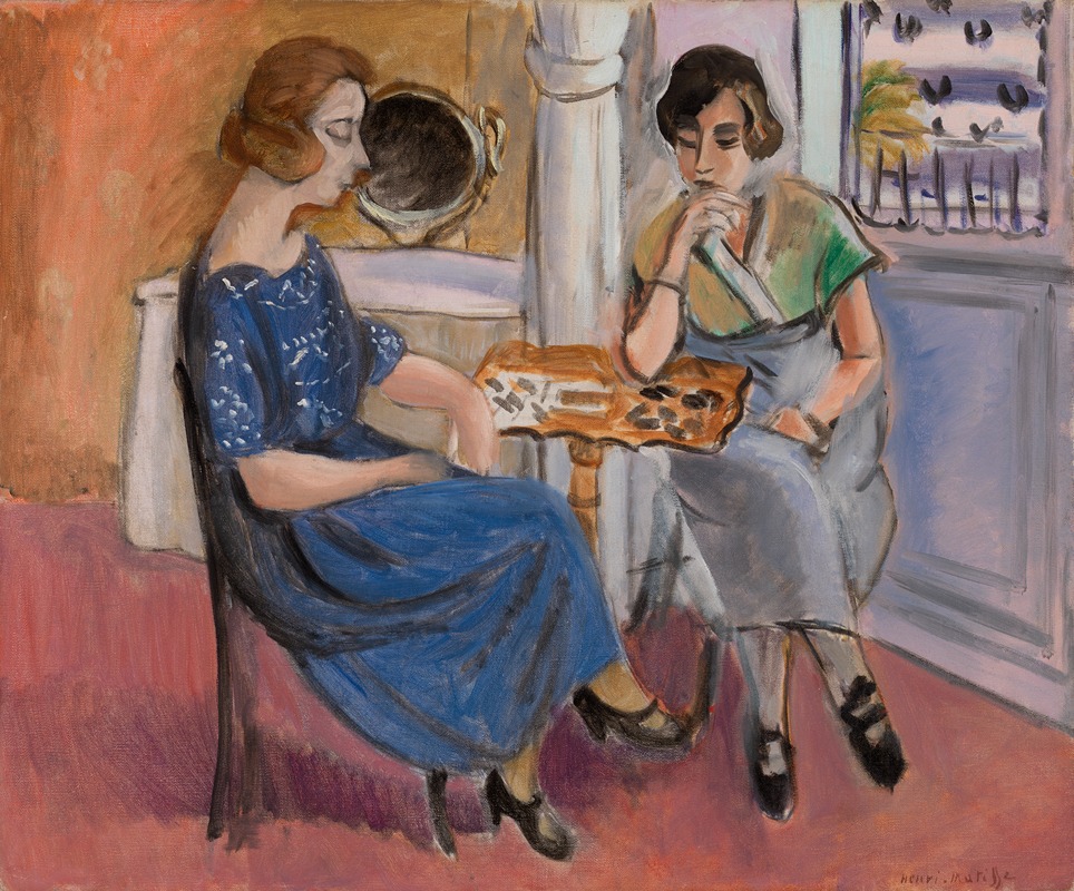 Henri Matisse's 'Domino Players' captures a lively scene of figures engaged in a game.