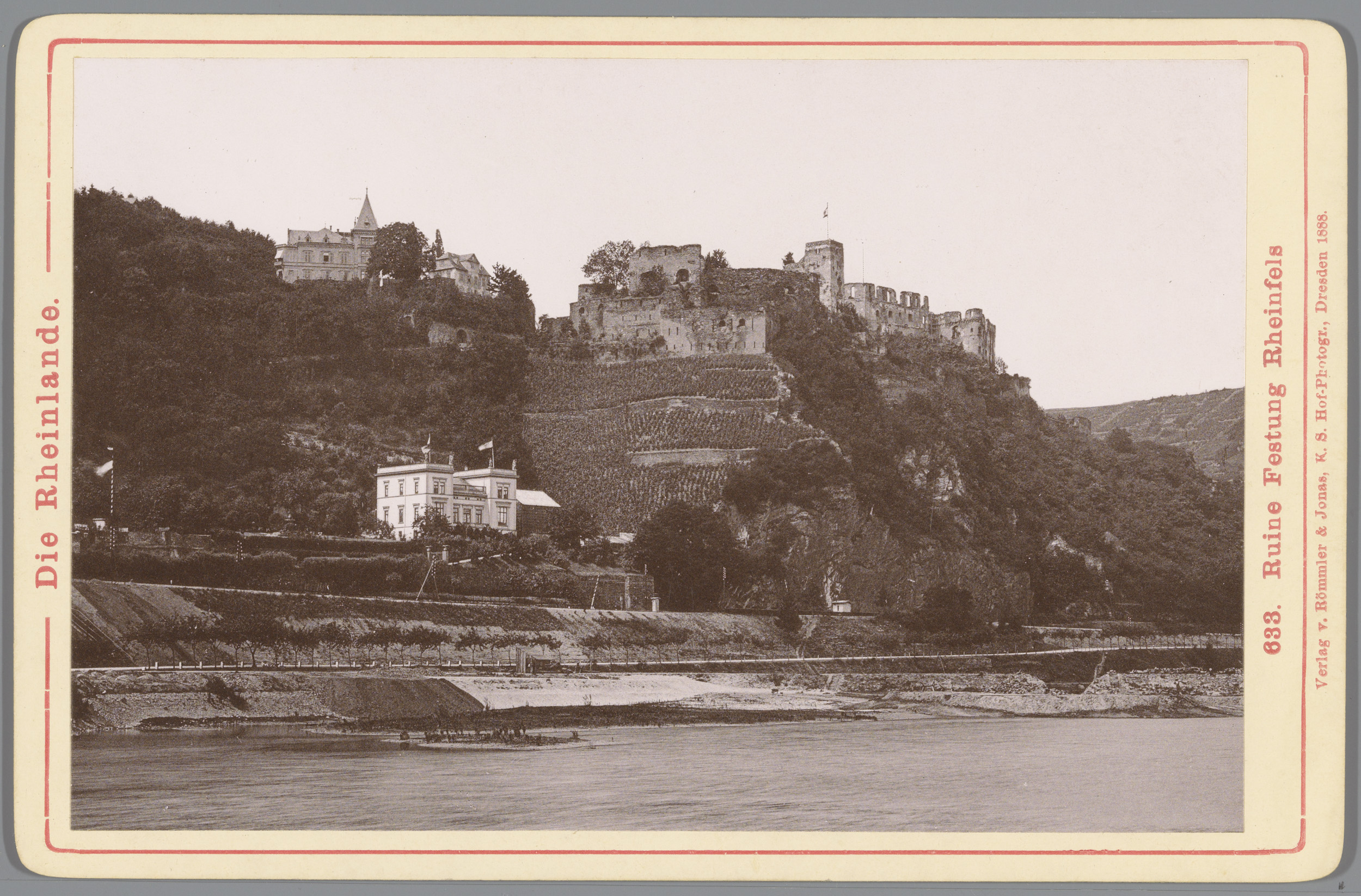 Landscape of overgrown ruins of Rheinfels, oil on canvas by Unknown Artist