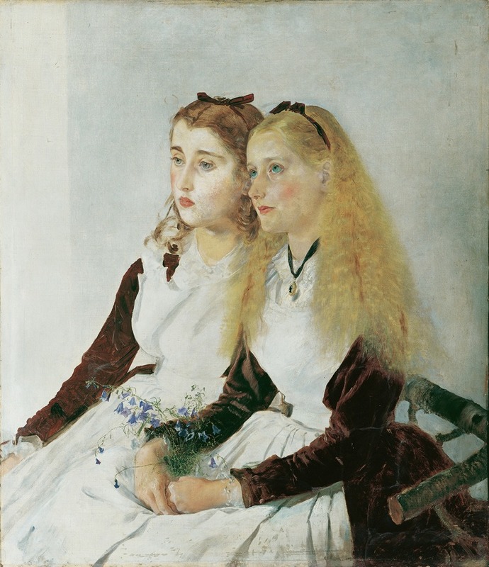A portrait of two young girls by Anton Romako.