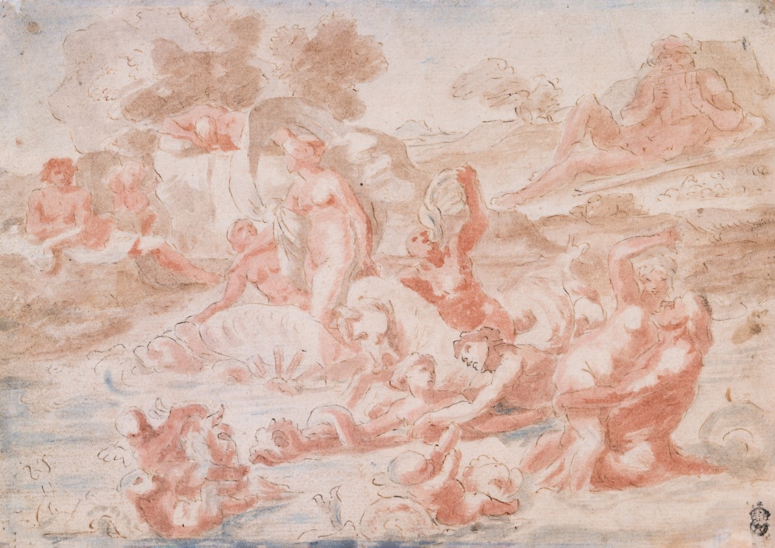 Nicolas Poussin's 'The Marriage of Acis and Galatea' depicts a mythological scene with vibrant colors and dynamic figures.