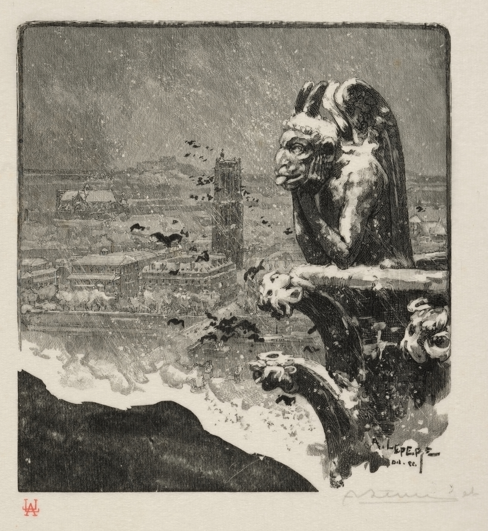 Le Stryge de Notre Dame, by Auguste Louis Lepère, public domain