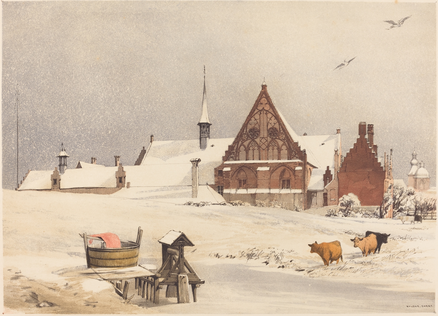 Landscape of Byloke, Ghent by Thomas Shotter Boys, oil painting