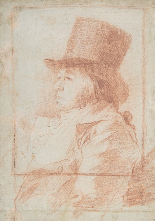 Francisco de Goya's self-portrait features the artist in a top hat, showcasing his unique style.