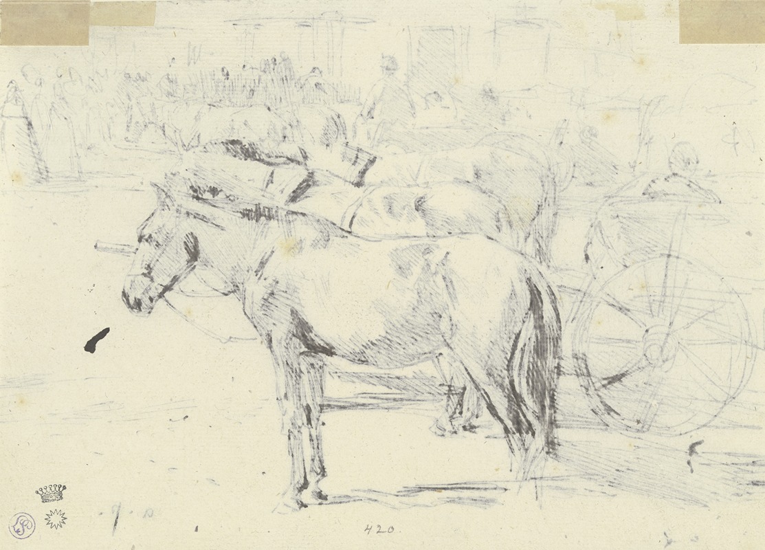 A depiction of a horse market in Szolnok, Hungary, showcasing local life.