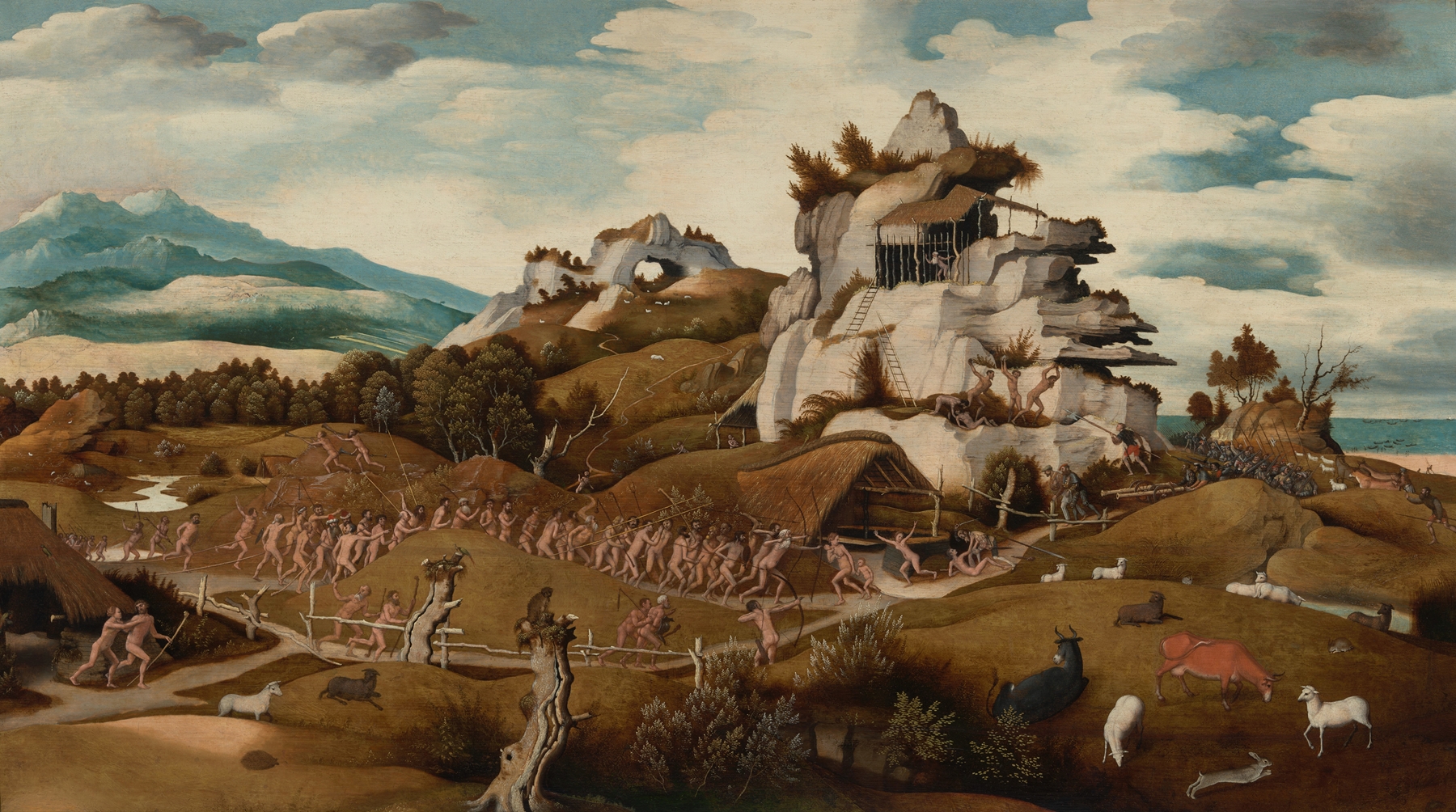 Landscape with an Episode from the Conquest of America, by Jan Jansz Mostaert, public domain