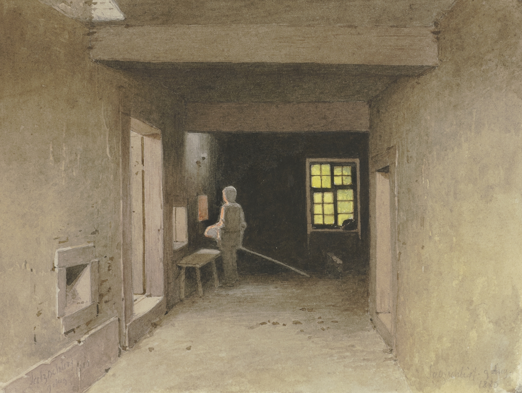 Interior of a rustic bakery, oil painting by Carl Theodor Reiffenstein