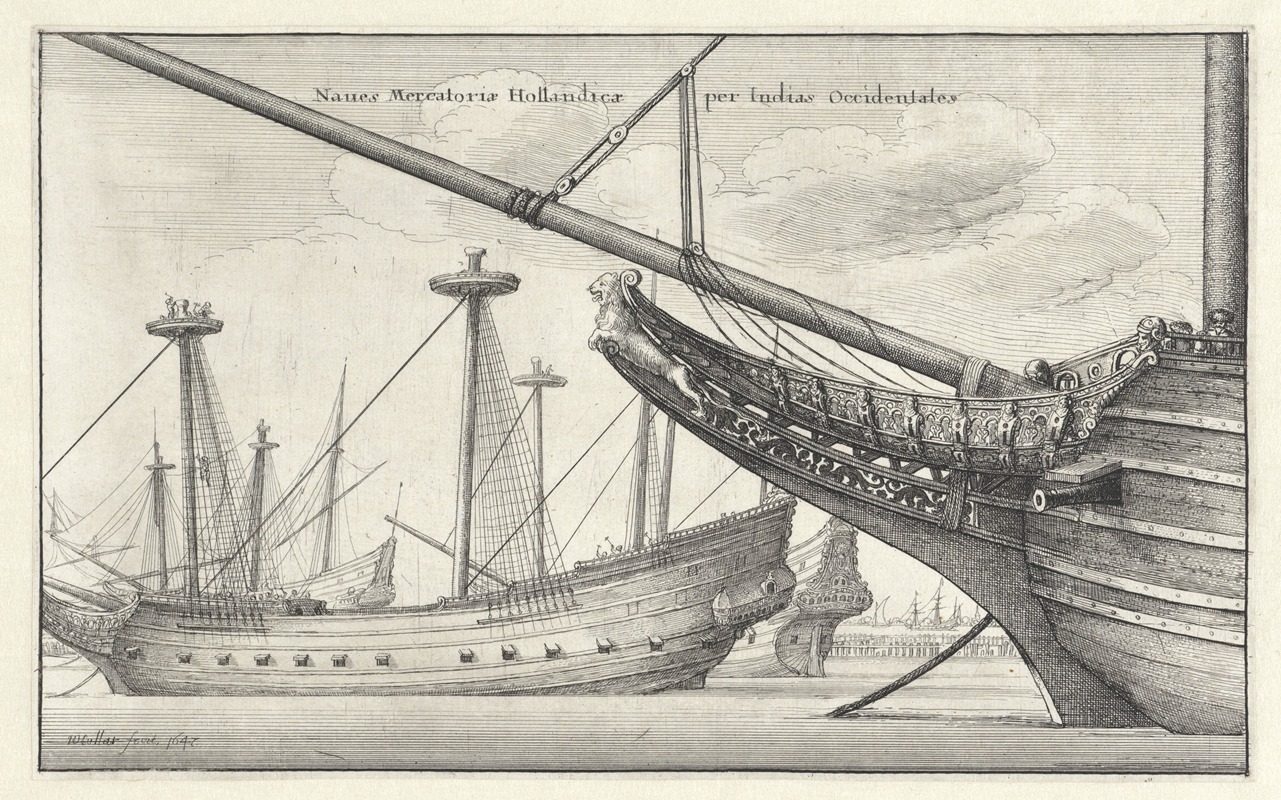This artwork depicts Dutch merchants navigating the Caribbean.
