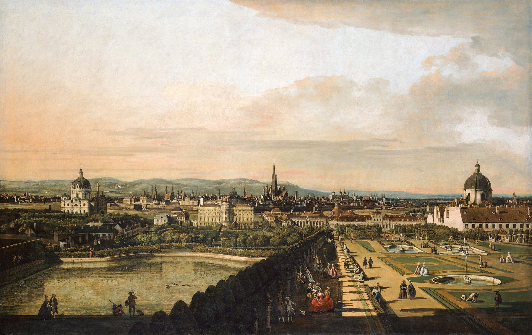 Vienna Viewed from the Belvedere Palace, by Canaletto, public domain