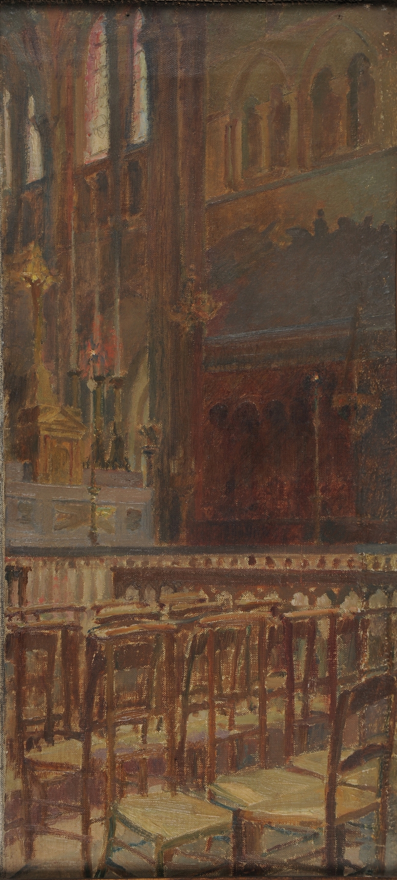 Gothic architecture of Chapelle à Saint-Germain-des-Prés by Charles Marie Dulac, oil on canvas