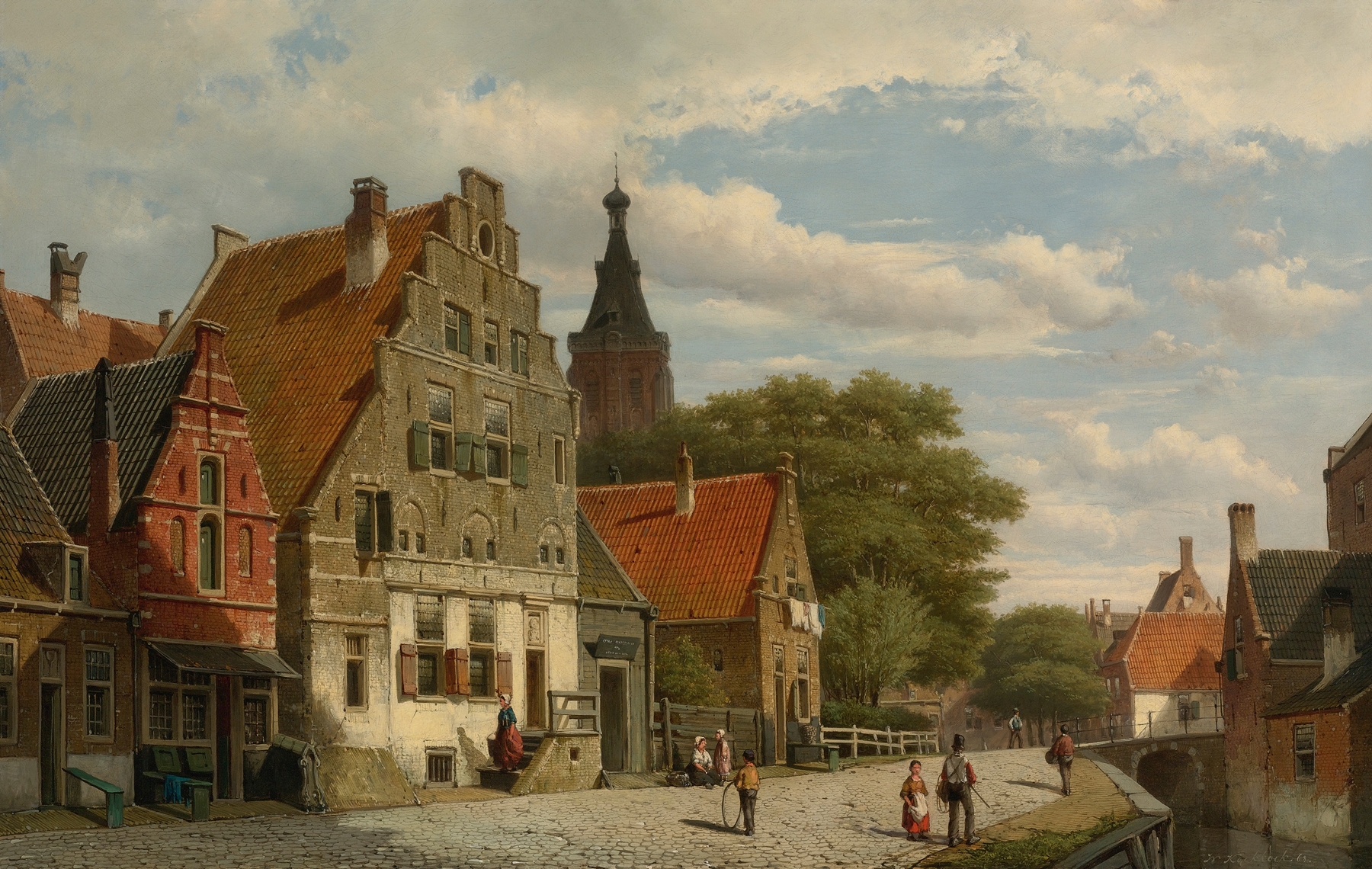 Children And Travellers Along The Canal, by Willem Koekkoek, public domain