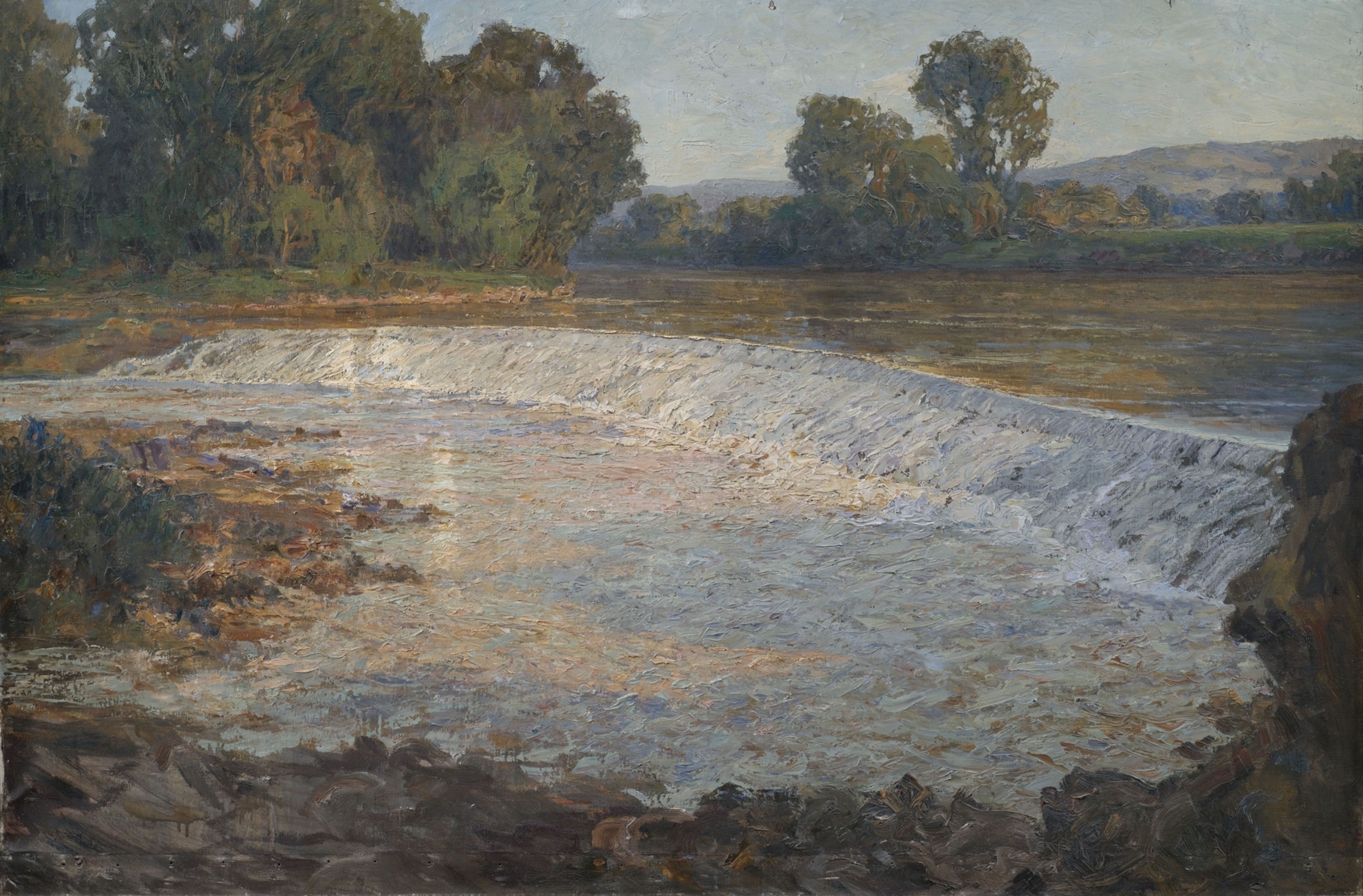 Landscape with river in oil painting by Erwin Starker