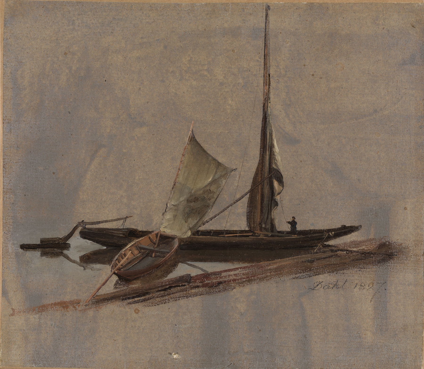Two Sailing-Boats at the Elbe, by Johan Christian Dahl, public domain