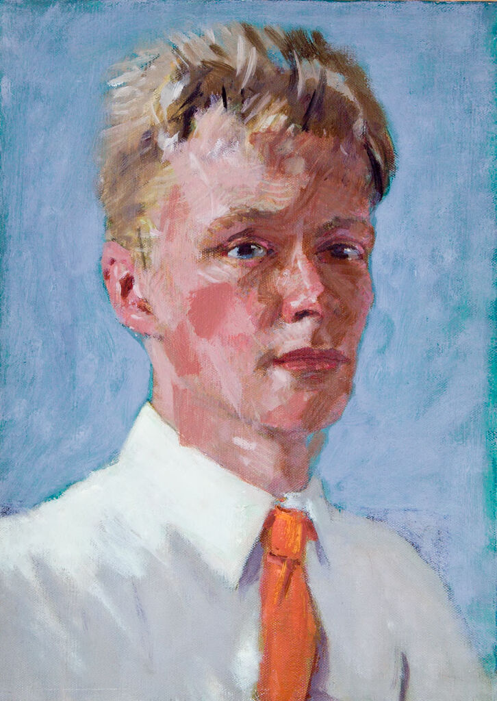 Figurative oil painting by Denman Waldo Ross depicting a contemplative figure illuminated by light.