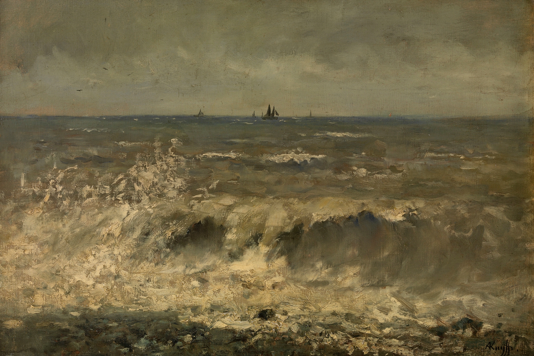 Turbulent Sea, by Alfred De Knyff, public domain
