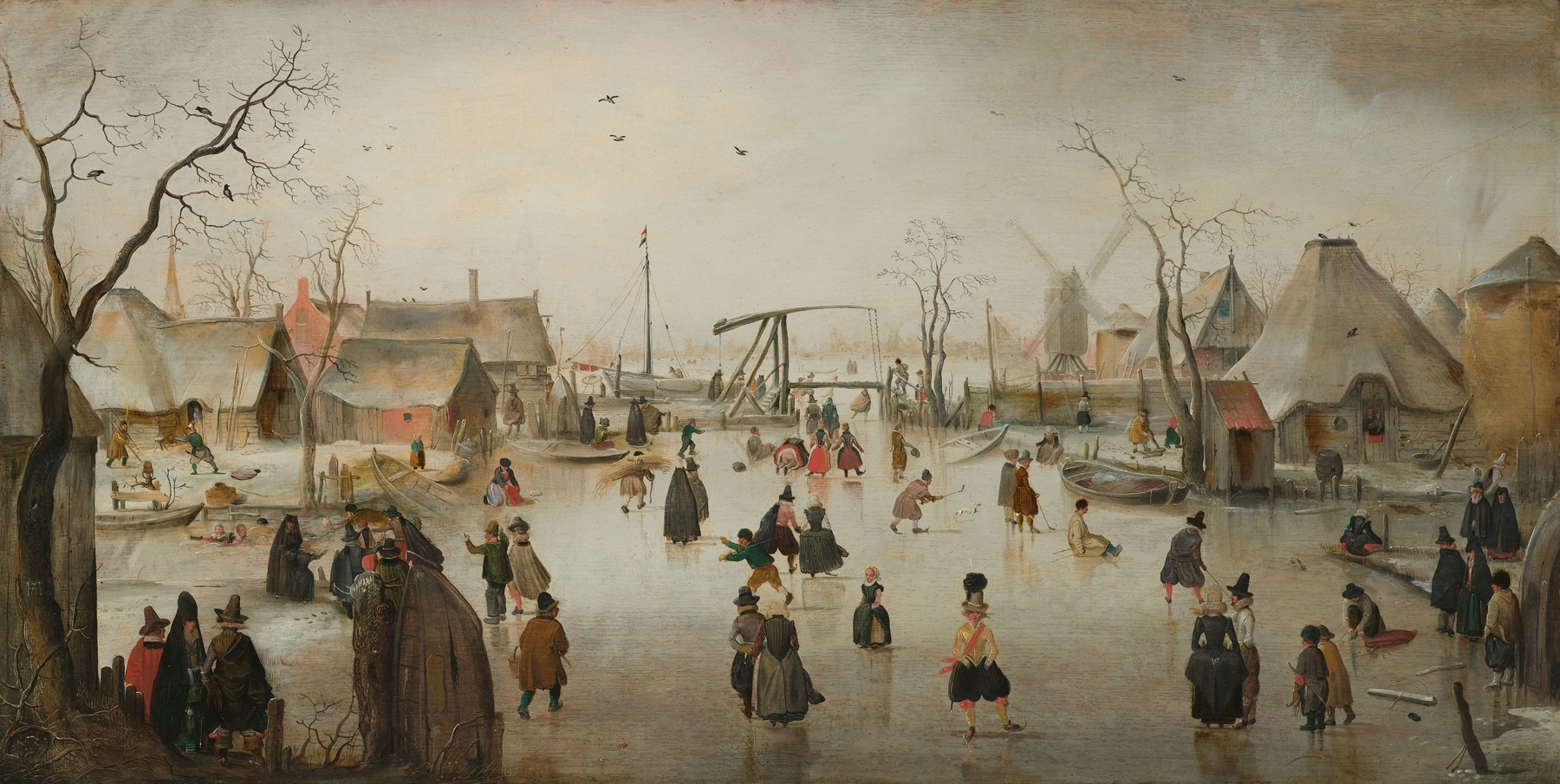 Ice-skating in a Village, by Hendrick Avercamp, public domain