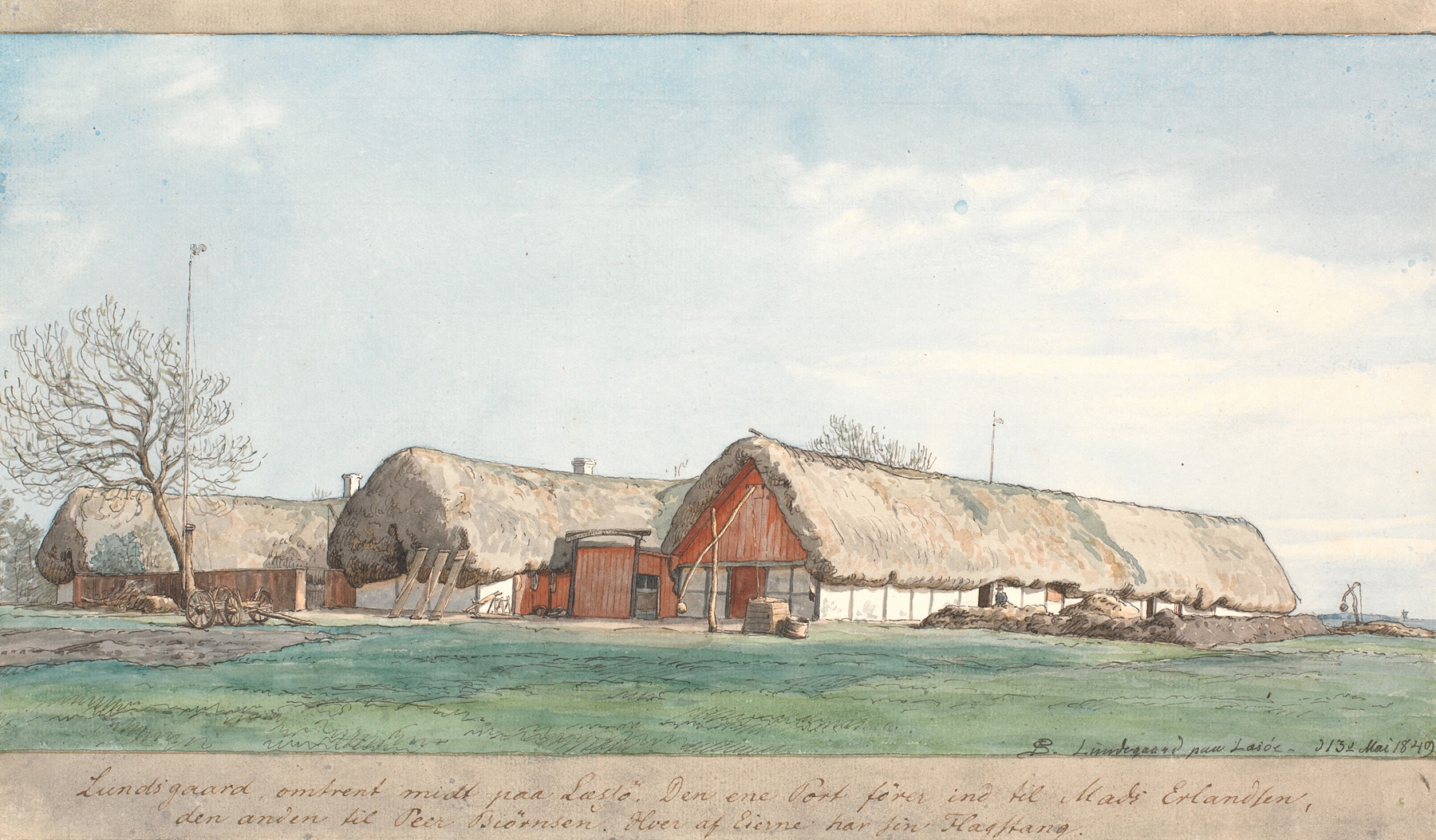 Lundsgaard omtrent midt på Læssø by P. C. Skovgaard, oil painting of a lush green landscape.