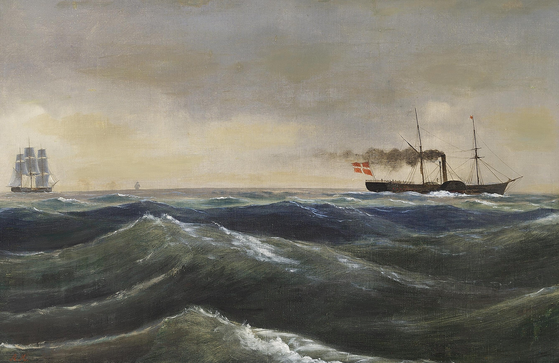 Hjuldamperen Christian D. VIII, by Anton Melbye, public domain
