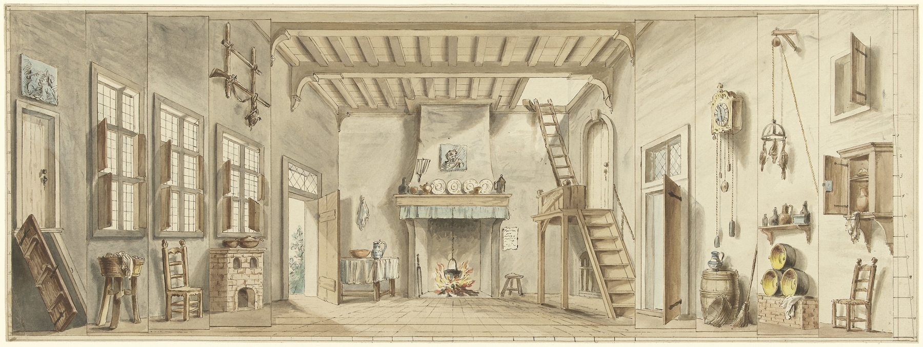 Theater set design by Pieter Bartholomeusz. Barbiers, medium unknown