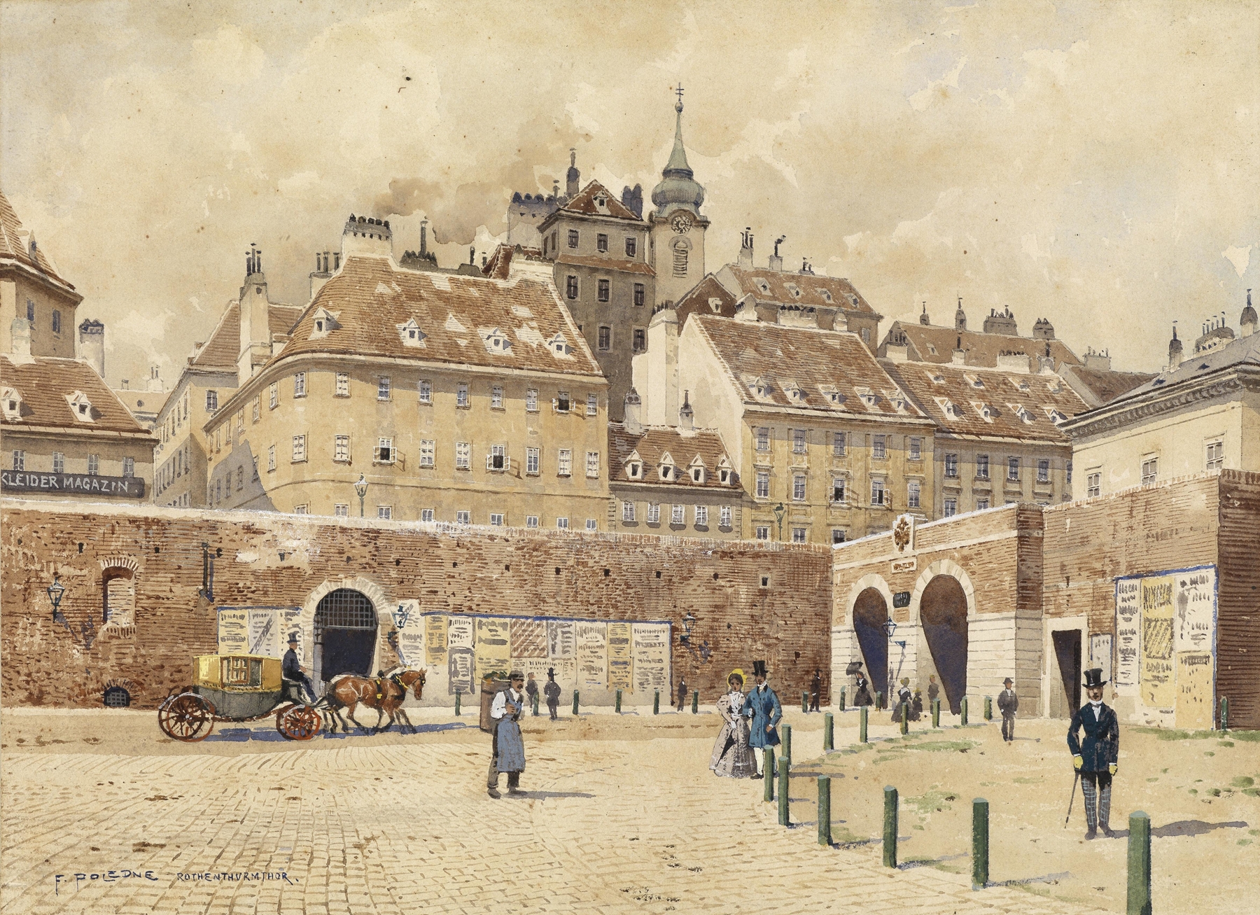 Landscape view of Vienna at twilight by Franz Poledne, medium unknown.