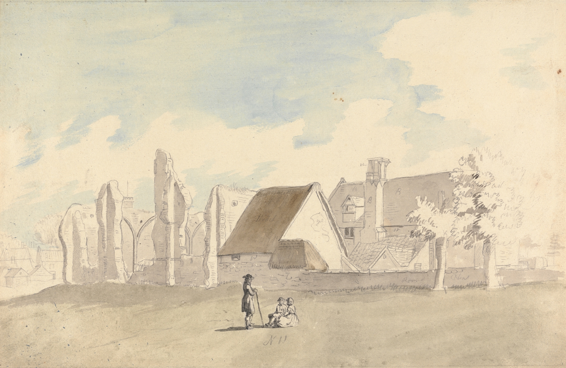 Engraving of Priory Old House, Thetford by Capt. Francis Grose