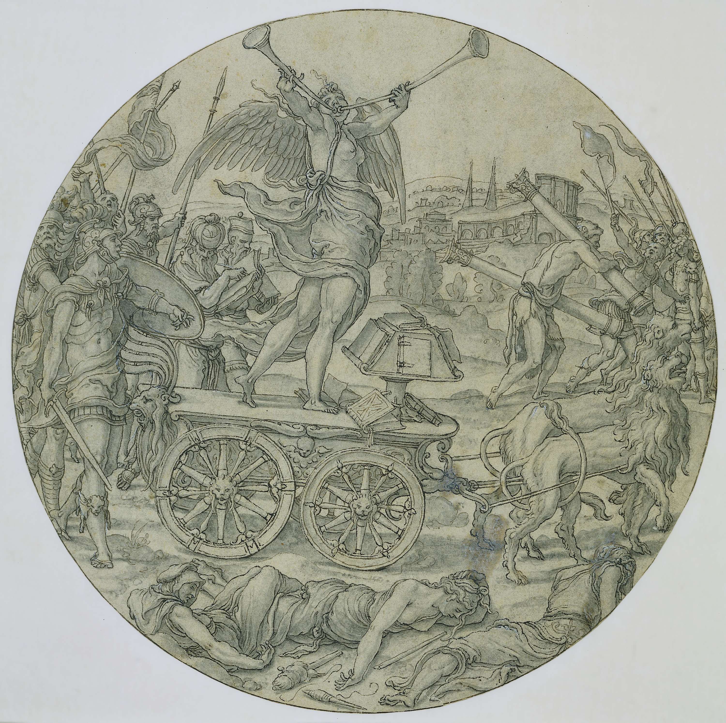 Triomf van de Faam, by Pieter Coecke van Aelst (I), public domain