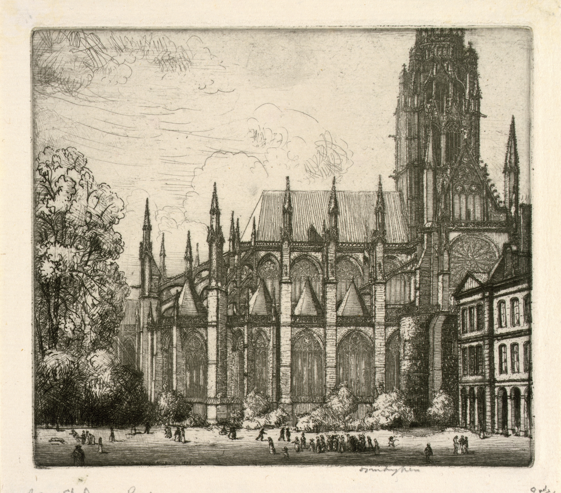 Saint-Ouen, Rouen by Donald Shaw MacLaughlan, oil on canvas depicting gothic architecture and light.