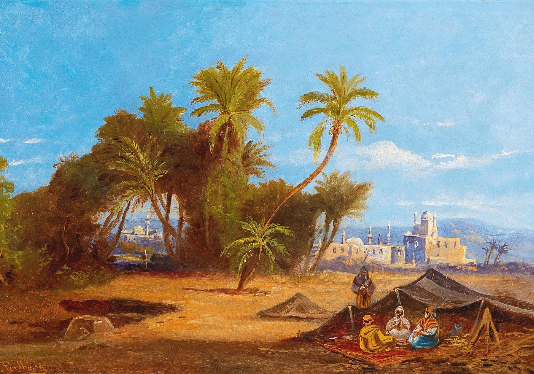 Palm Woodland near Cairo, by Friedrich Perlberg, public domain