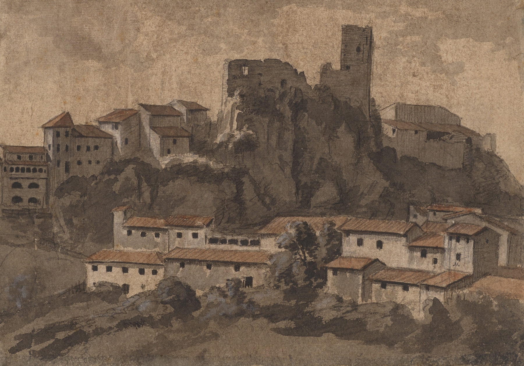 Olevano von Osten by Jakob Christoph Miville, oil on canvas depicting a serene landscape.