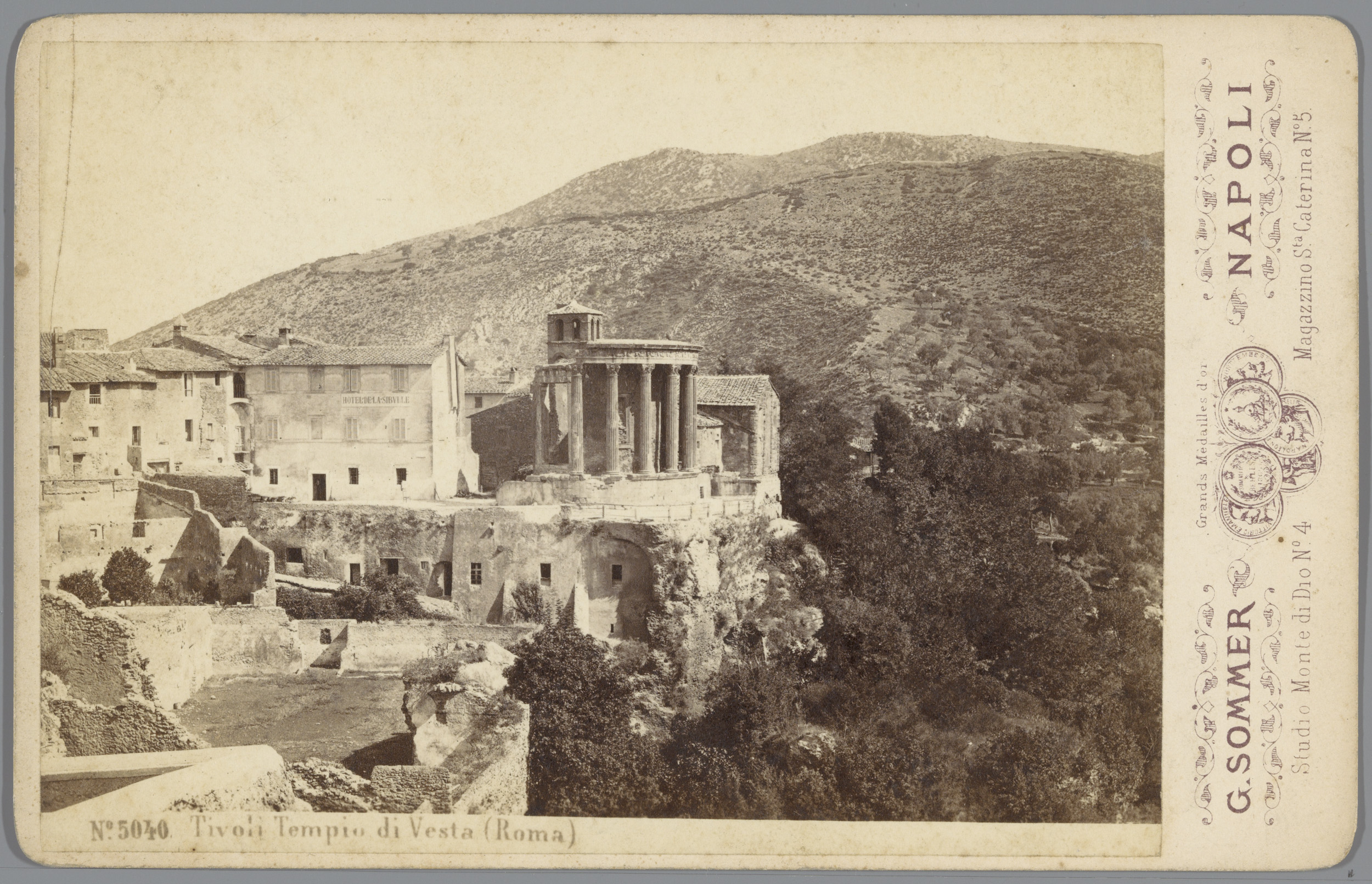 Albumen print of the Temple of Vesta in Tivoli by Giorgio Sommer