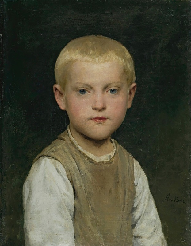 A portrait of a young boy by Albert Anker, showcasing his detailed realism.