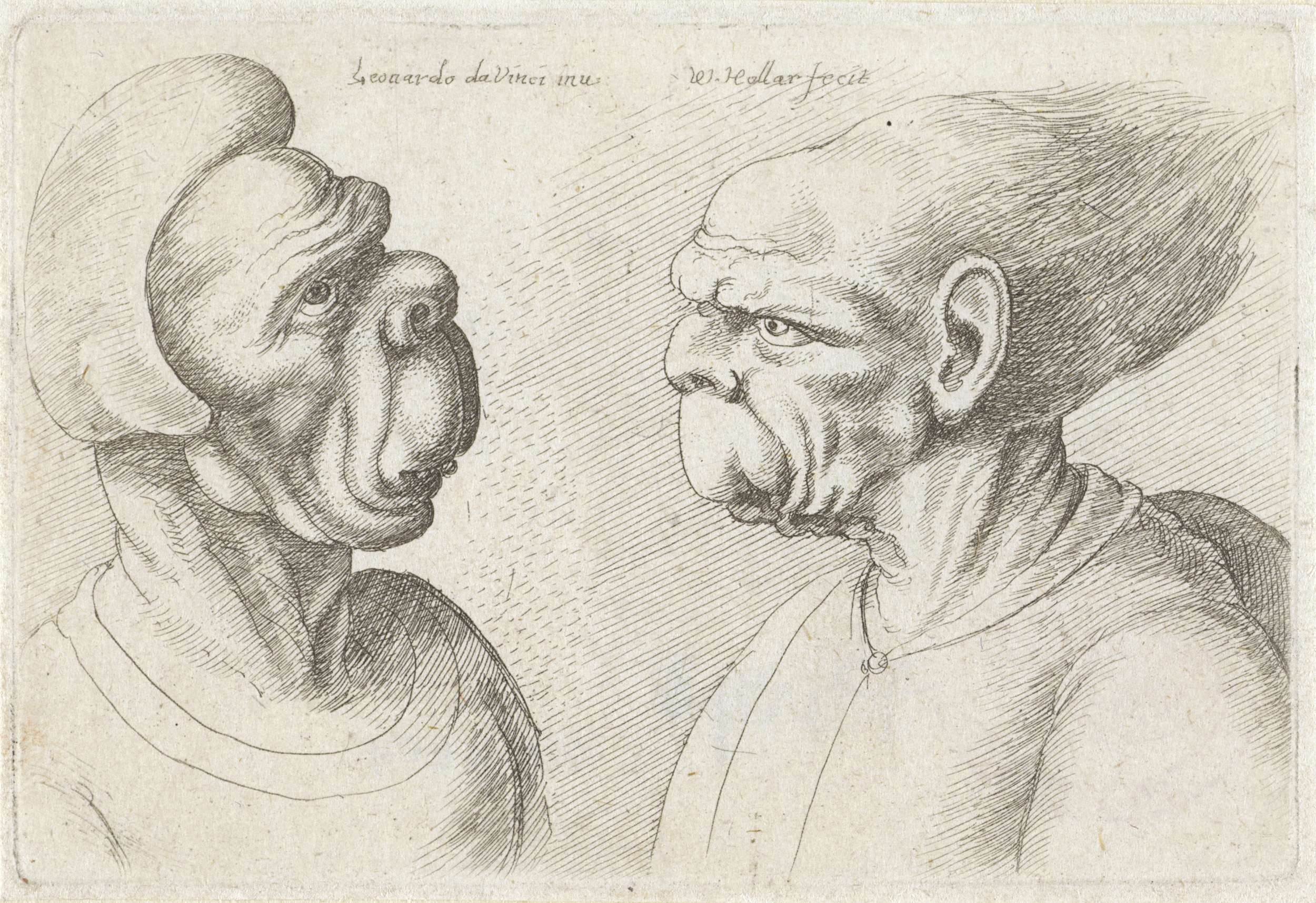 Twee misvormde koppen, by Wenceslaus Hollar, public domain