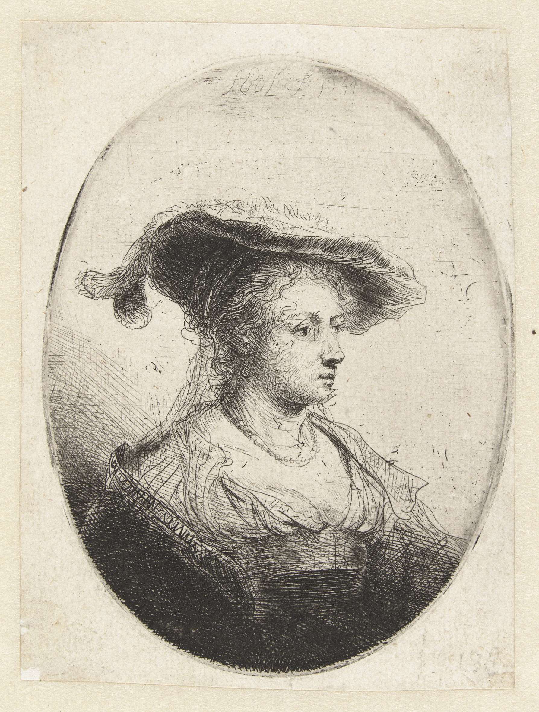 Jonge vrouw met hoed, by Ferdinand Bol, public domain