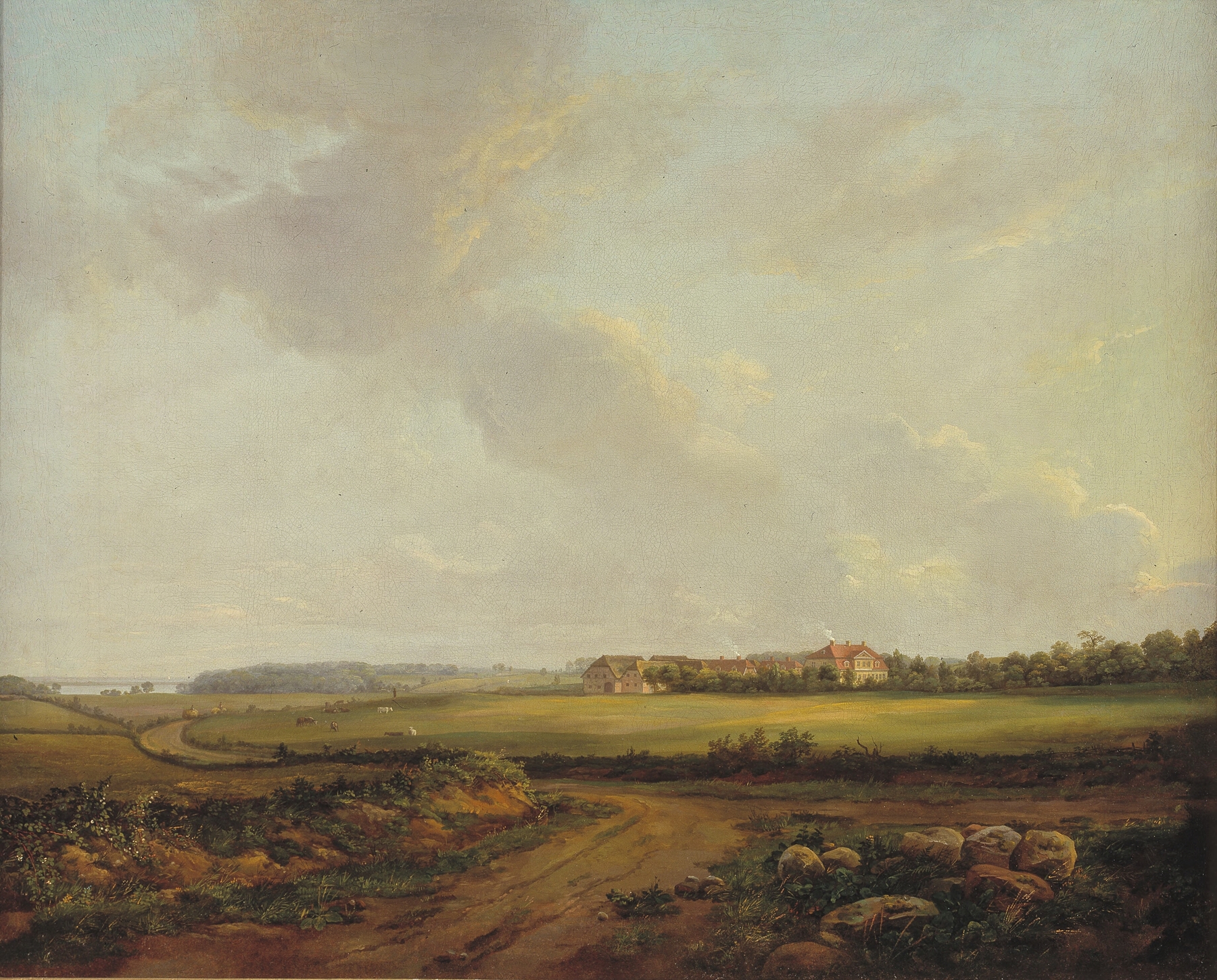 Landscape view of Engelholm at Præstø in Zealand by Johan Christian Dahl, oil painting