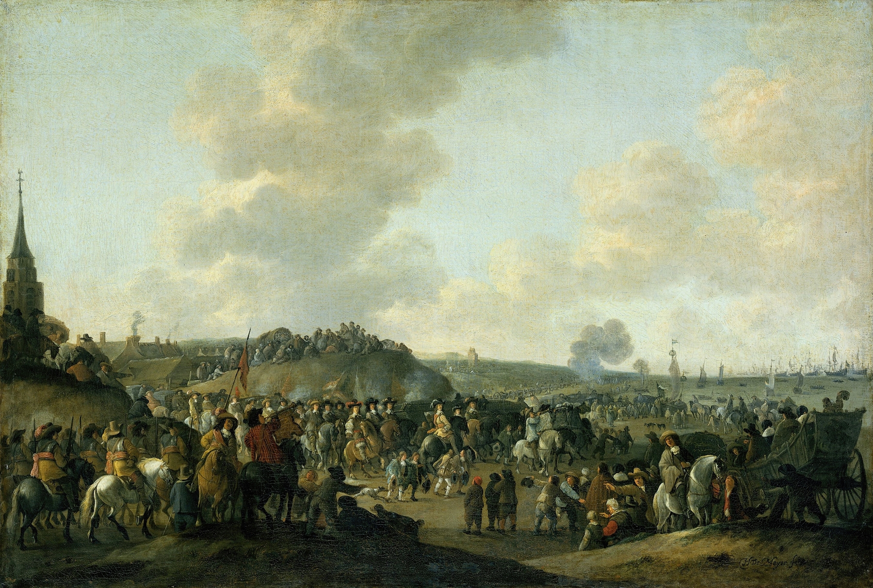 Historical scene of Charles II's departure, oil painting by Hendrick de Meijer