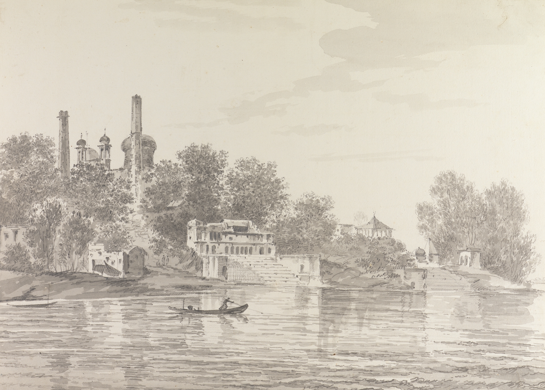 Pencil and ink drawing by William Hodges, depicting a landscape from India.