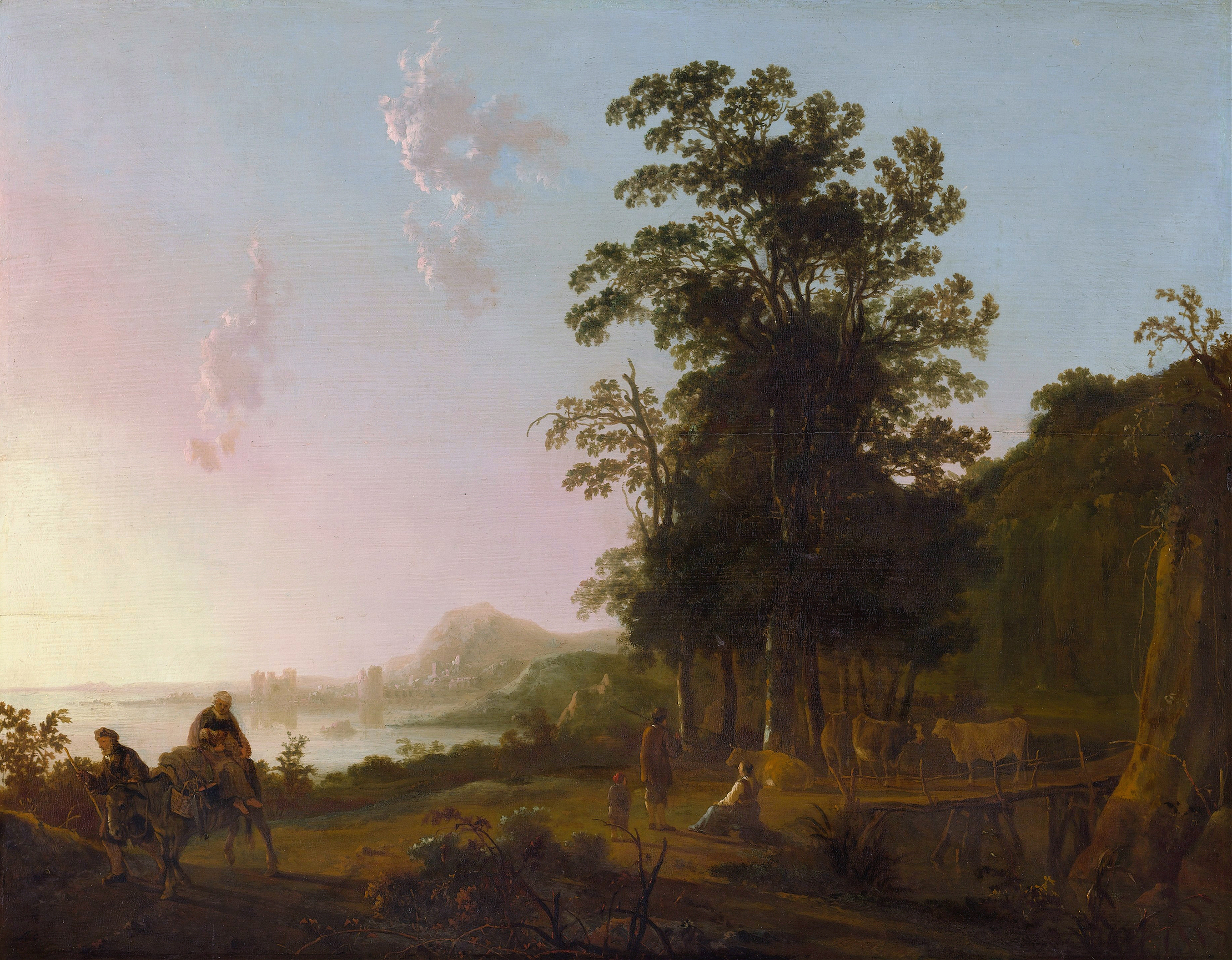 Landscape with the Flight into Egypt, by Aelbert Cuyp, public domain