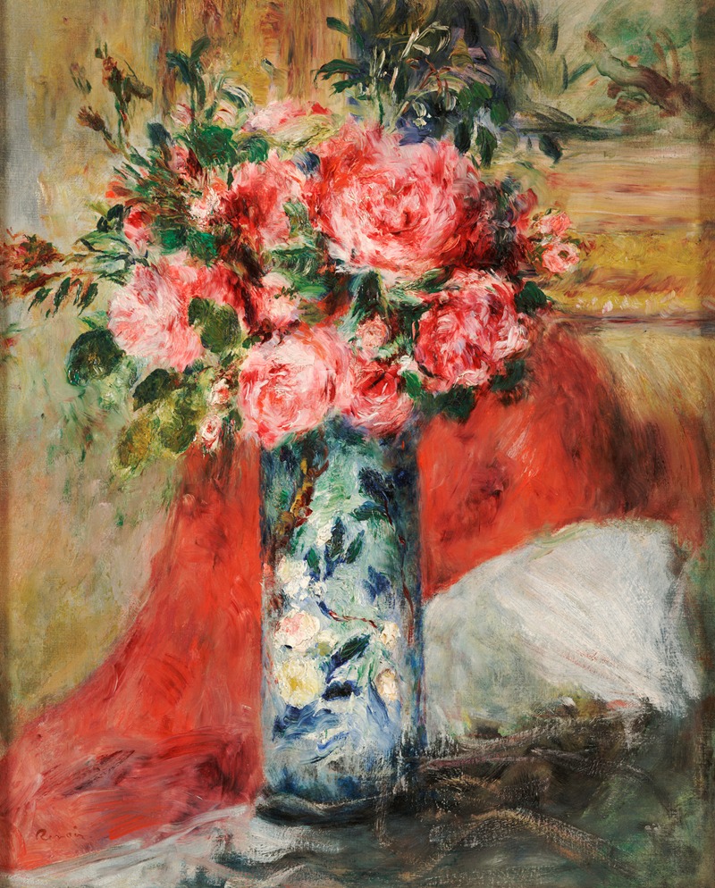 Renoir's 'Roses and Peonies in a Vase' showcases vibrant floral arrangements.
