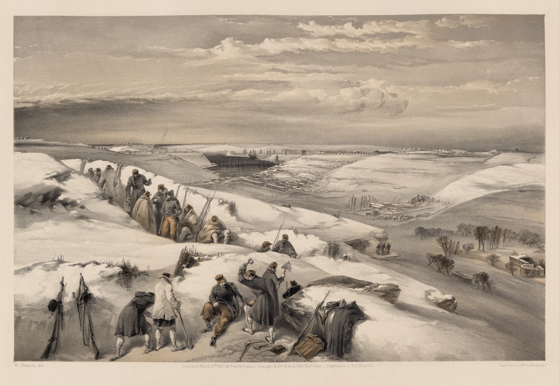 Sebastobol from the 26 gun battery on the extreme right of French attack, by William Simpson, public domain
