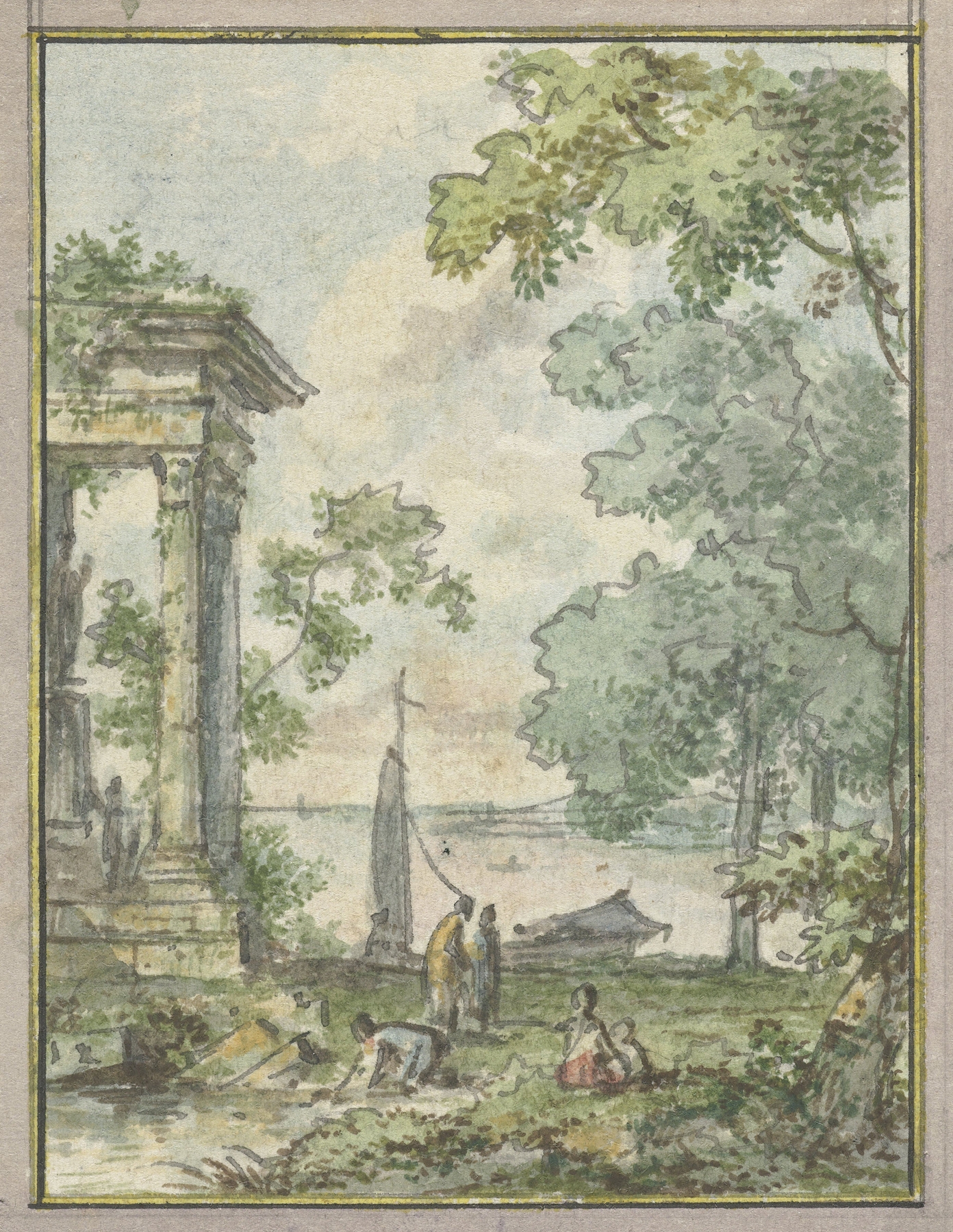 Landschap met tempelruïne, by Jurriaan Andriessen, public domain