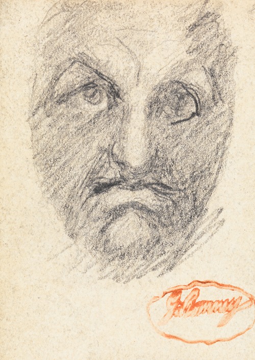 A portrait of a male head by George Romney, showcasing his skill in capturing human expression.