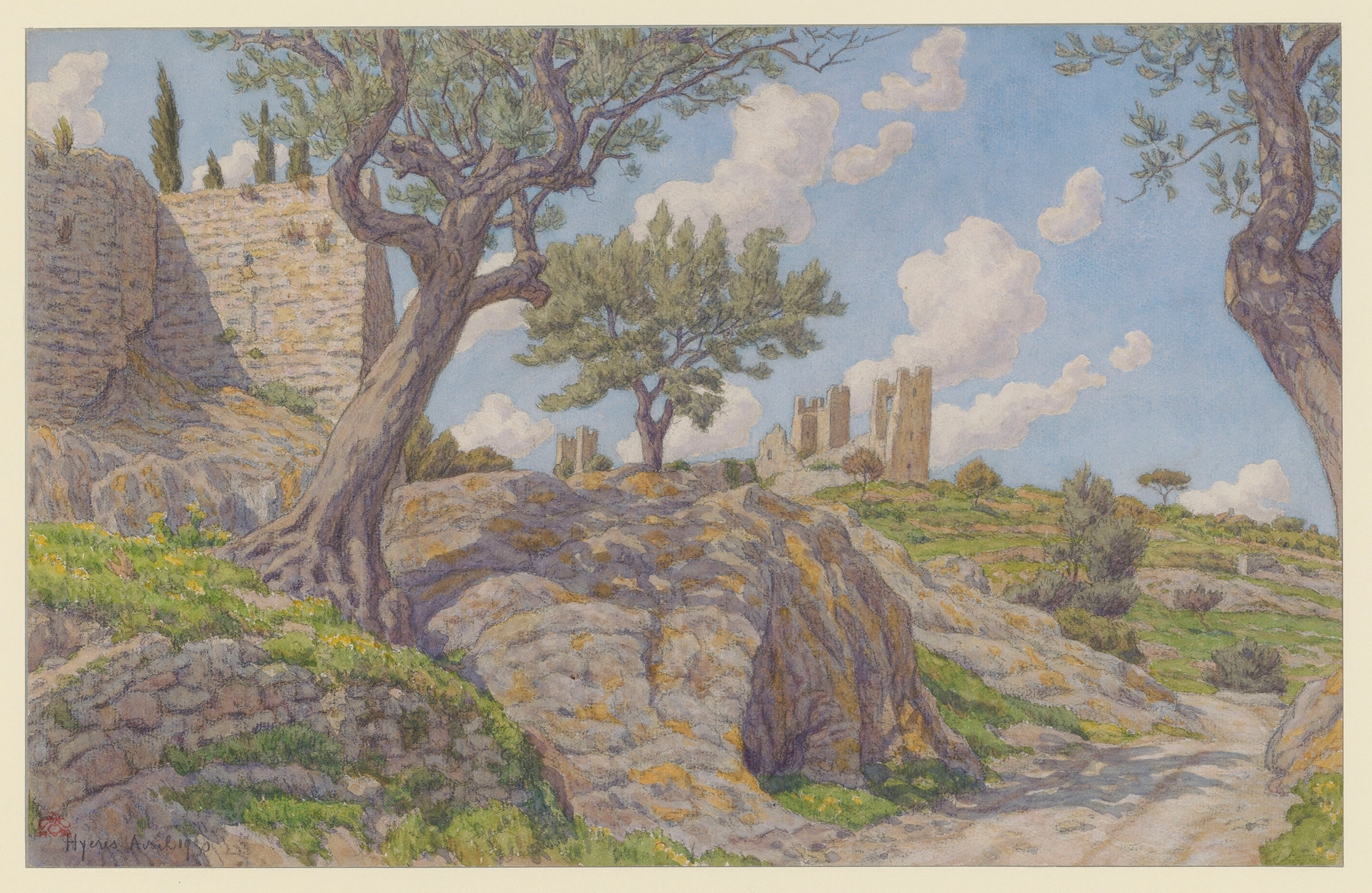 Lithograph by Henri Rivière depicting a serene coastal landscape with gentle waves.