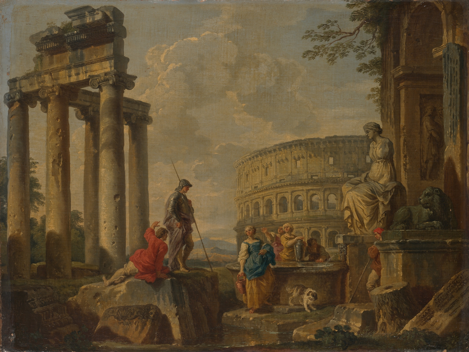 The Coliseum amongst Roman Ruins, by Giovanni Paolo Panini, public domain