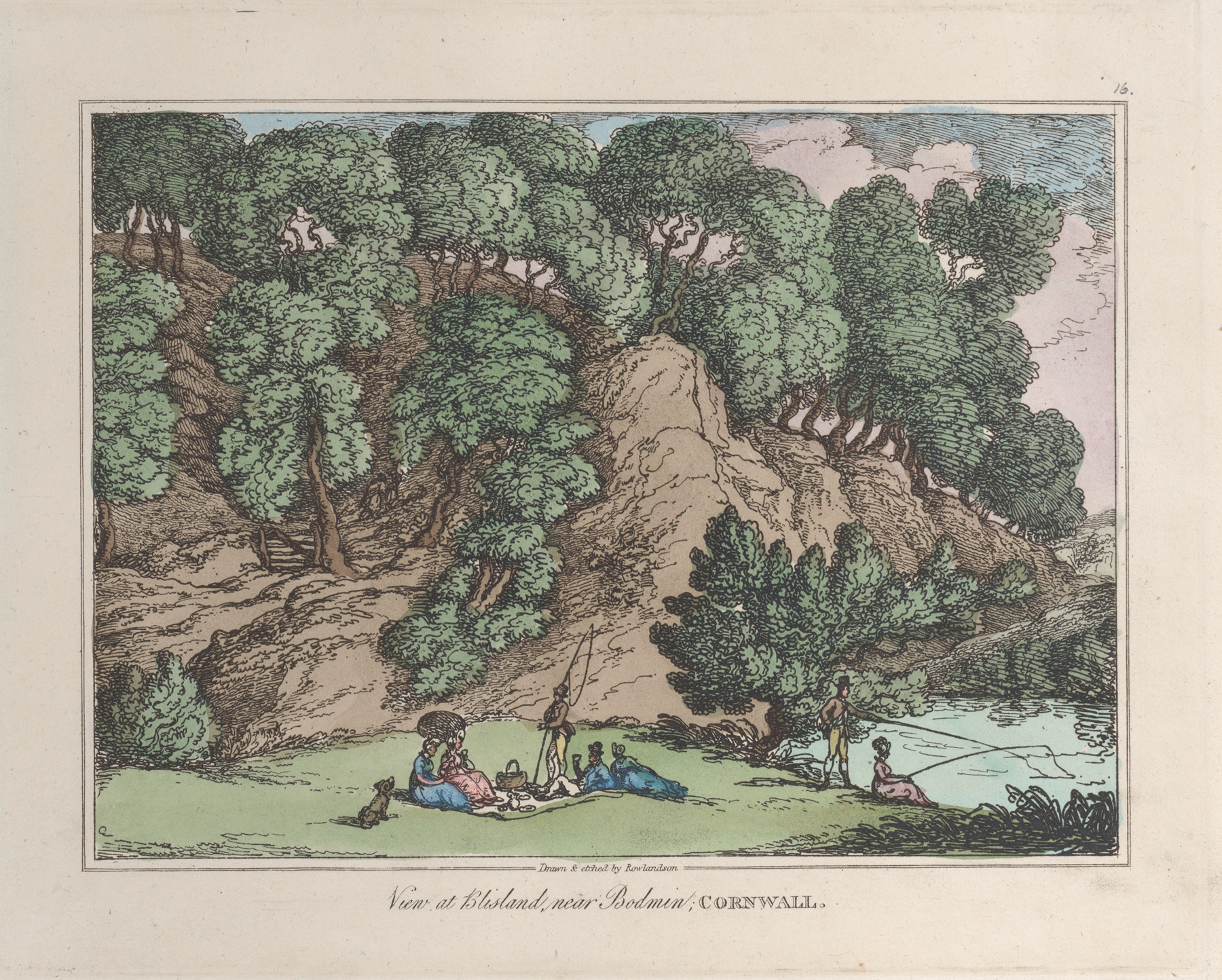 View at Blisland near Bodmin, Cornwall, by Thomas Rowlandson, public domain