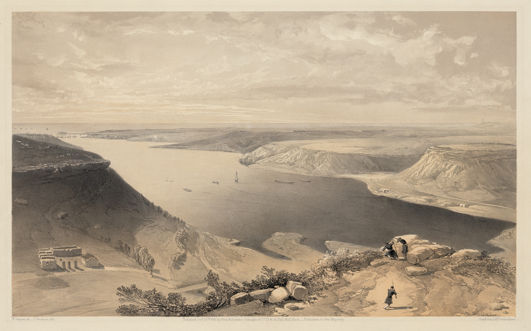 The north side of the harbour of Sebastopol – from the top of the harbour, 22nd June 1855, by William Simpson, public domain