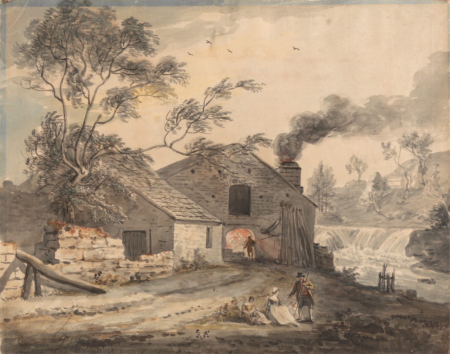 Iron Forge on the River Kent, Westmorland, by Paul Sandby, public domain