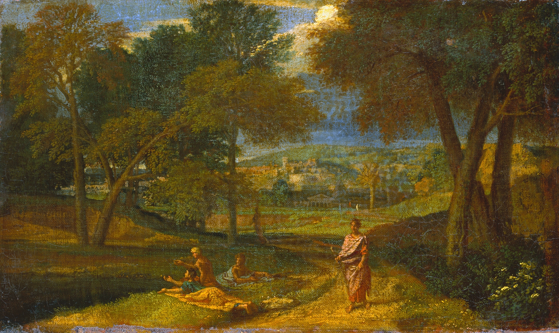 Southern Landscape with Resting Figures at a Lake, oil on canvas by Francisque Millet