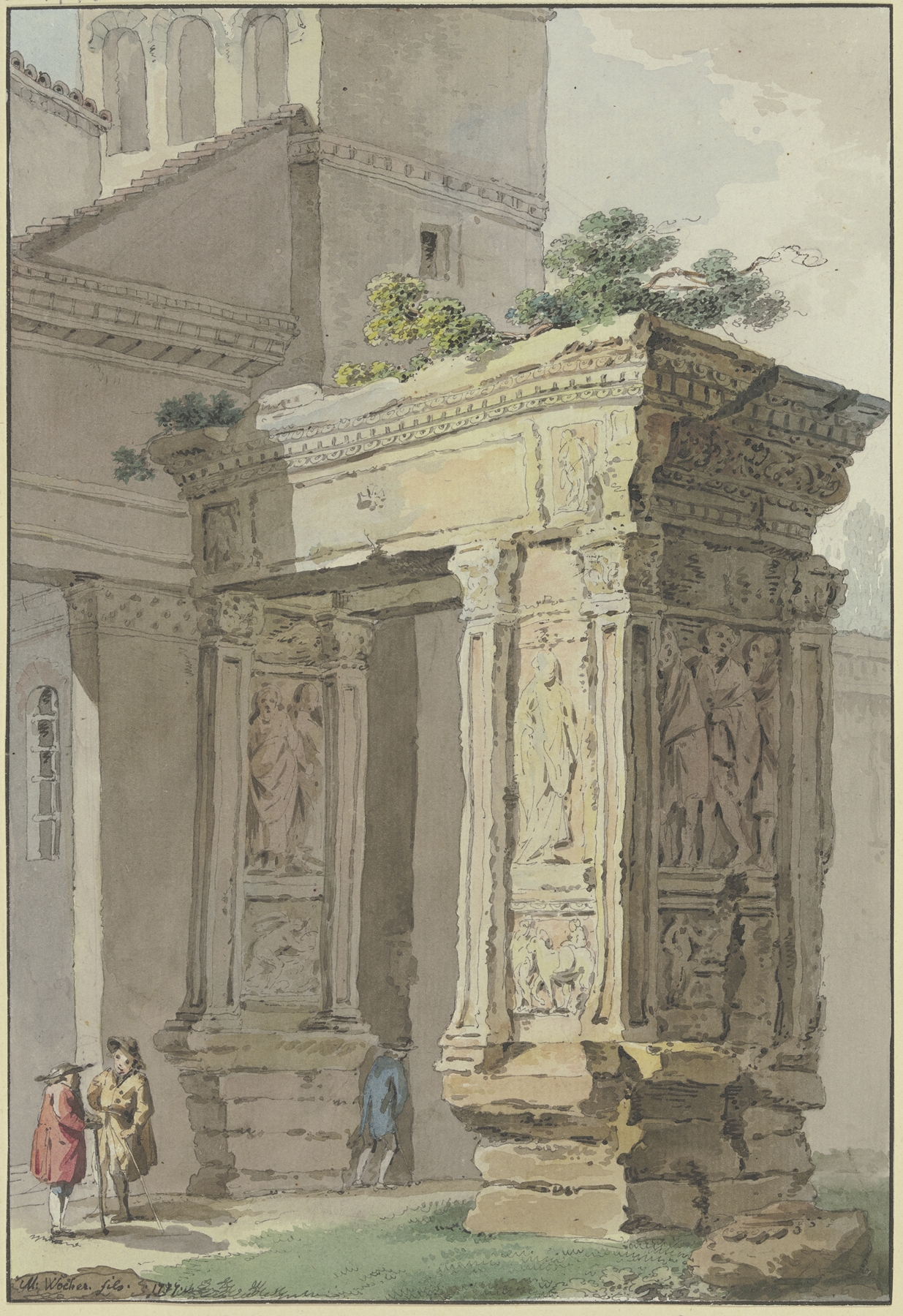 oil on canvas by Marquard Wocher depicting an arch in a landscape